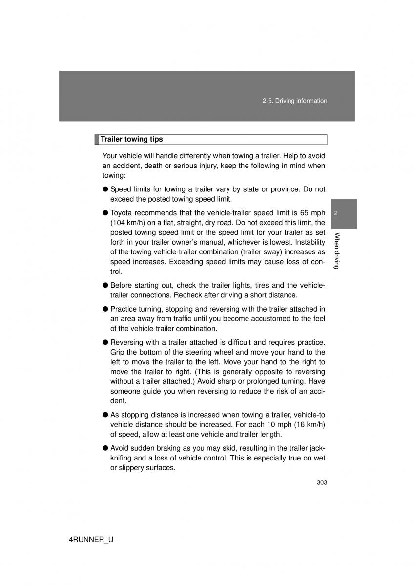 Toyota 4Runner 5 V N280 owners manual / page 272