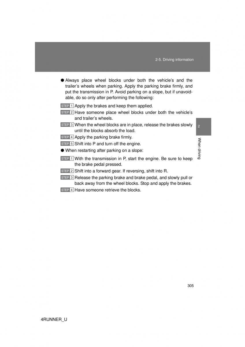 Toyota 4Runner 5 V N280 owners manual / page 274