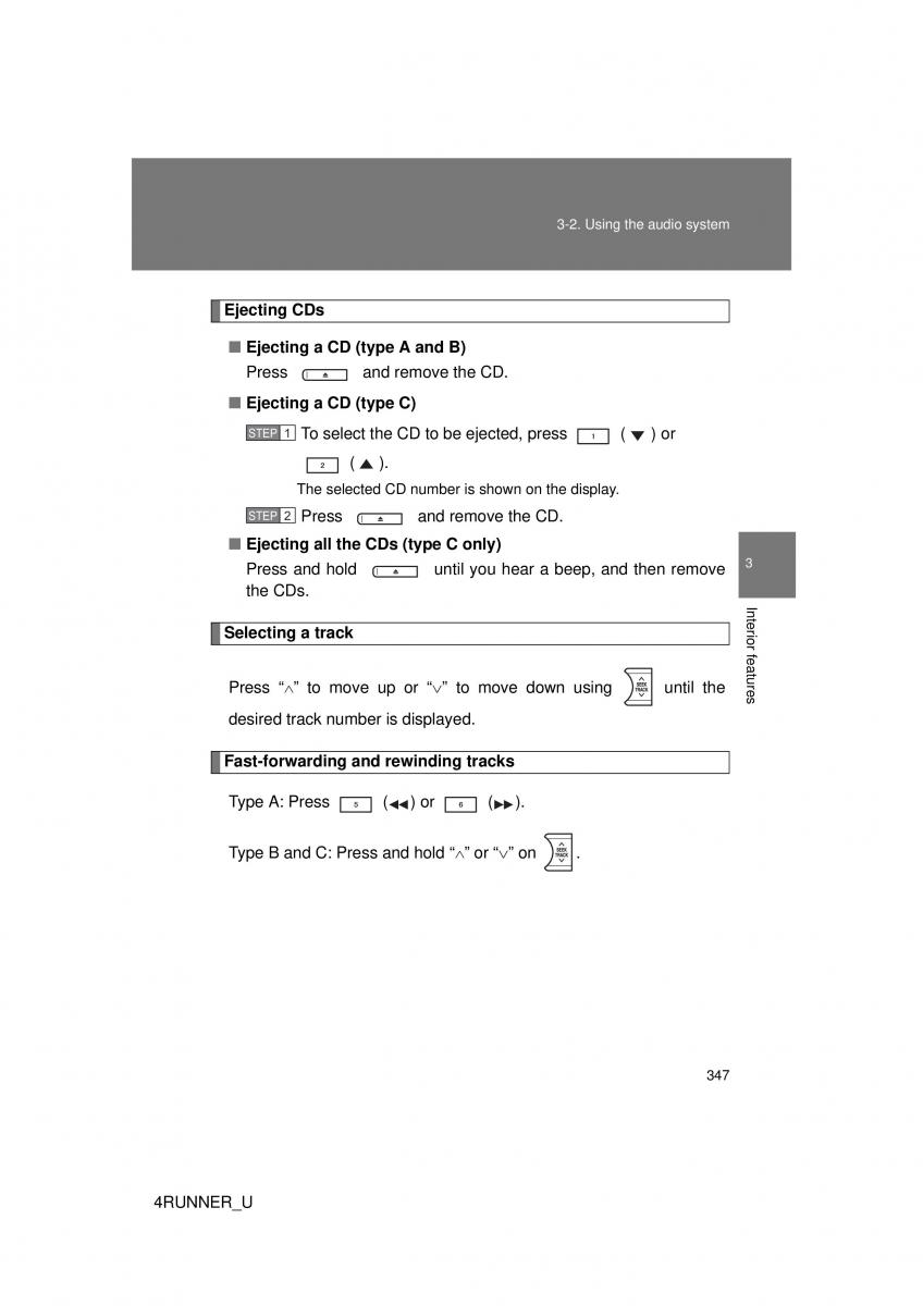 Toyota 4Runner 5 V N280 owners manual / page 314