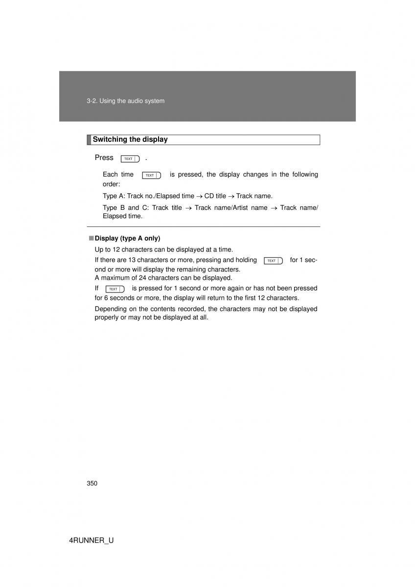 Toyota 4Runner 5 V N280 owners manual / page 317