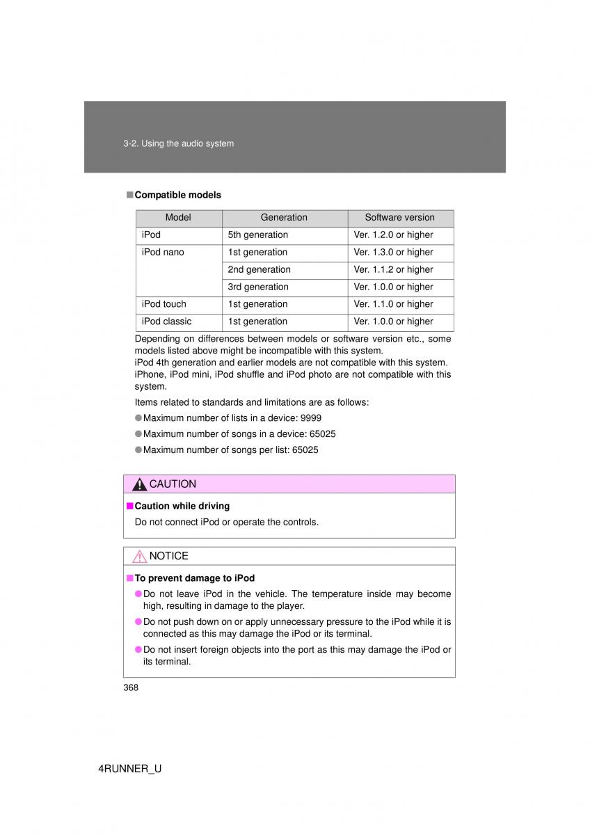 Toyota 4Runner 5 V N280 owners manual / page 335