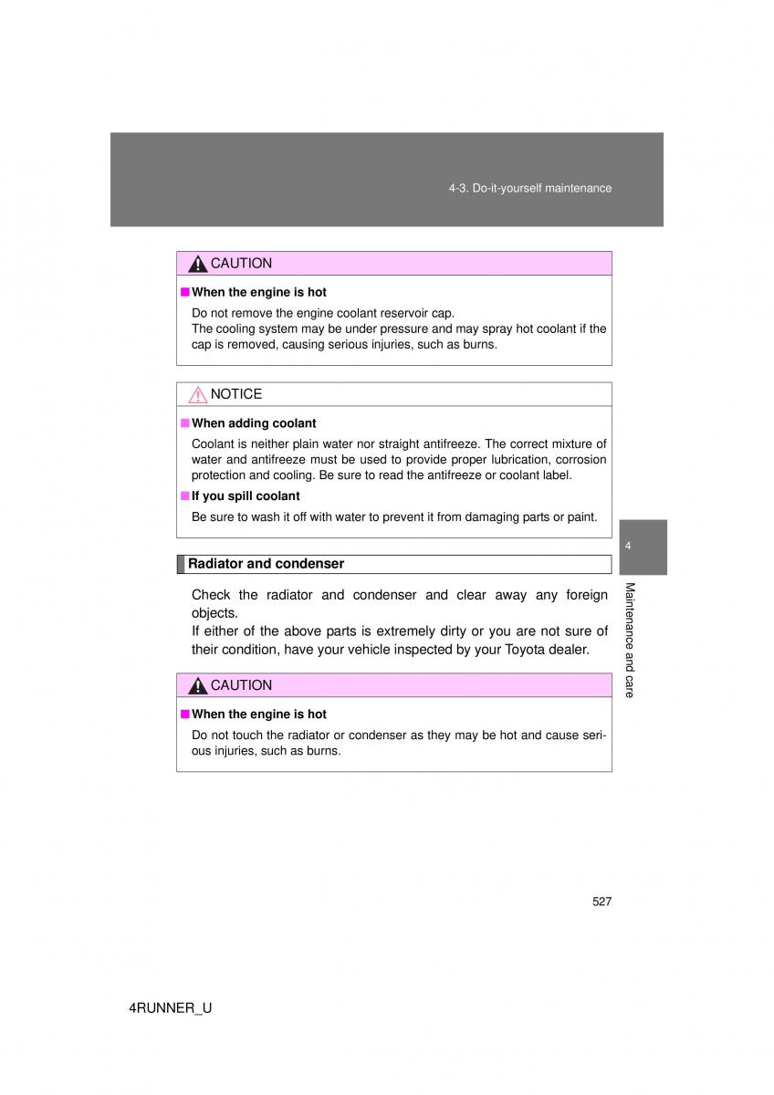 Toyota 4Runner 5 V N280 owners manual / page 493