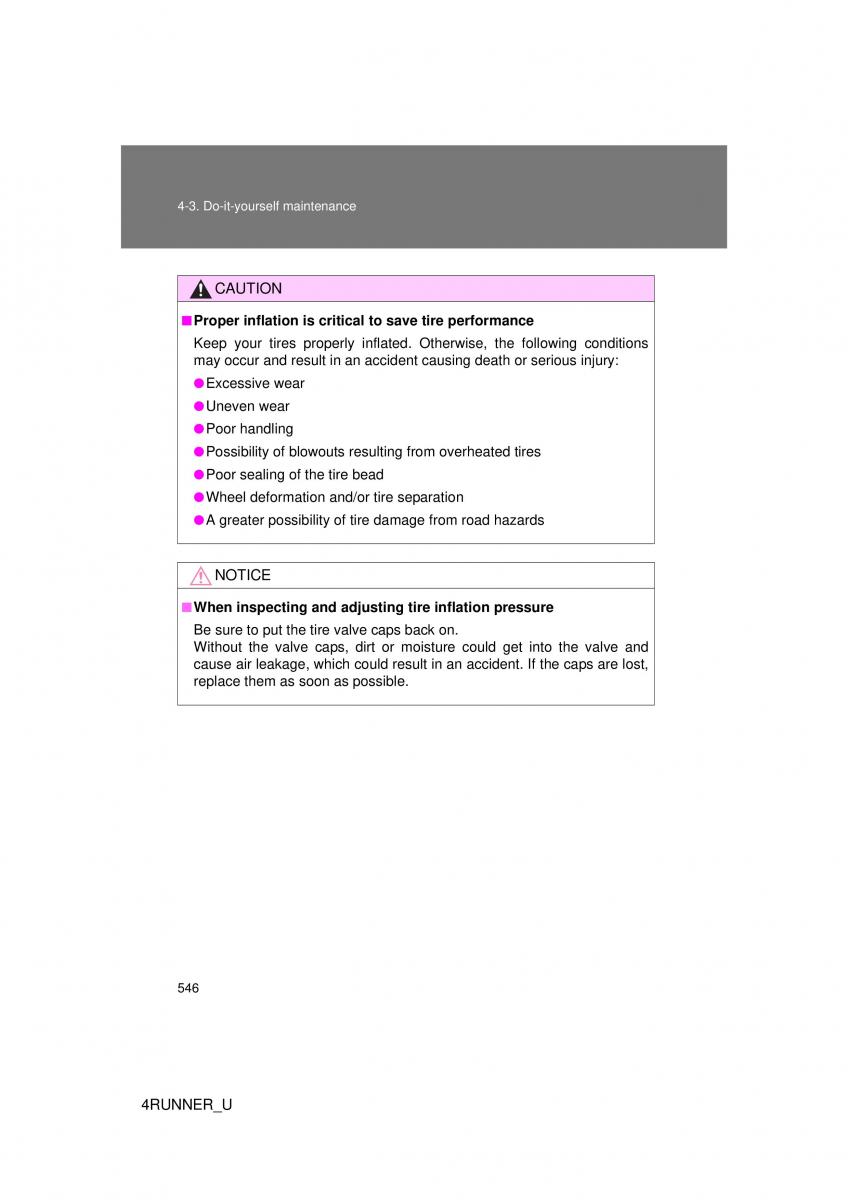 Toyota 4Runner 5 V N280 owners manual / page 512