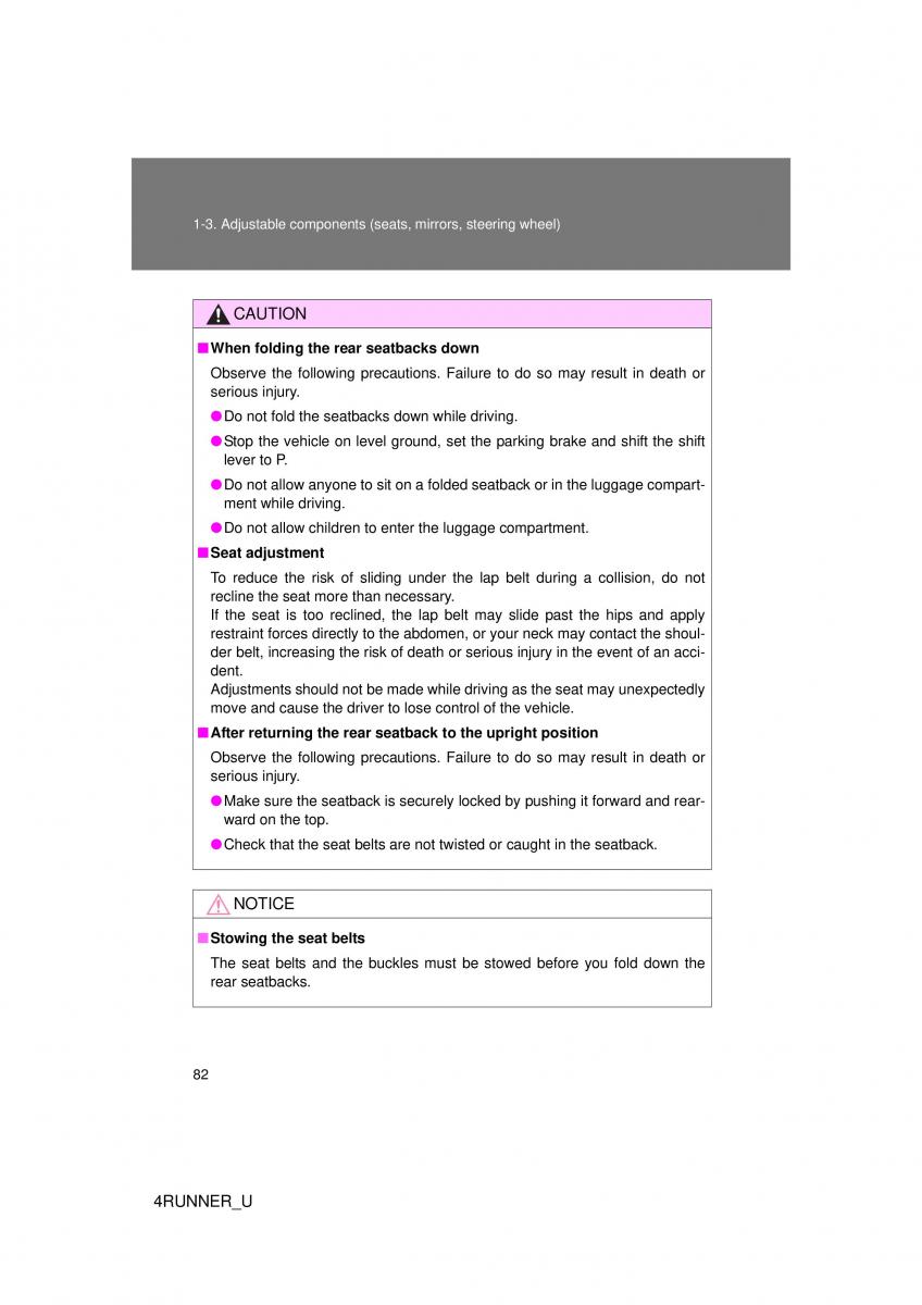 Toyota 4Runner 5 V N280 owners manual / page 52