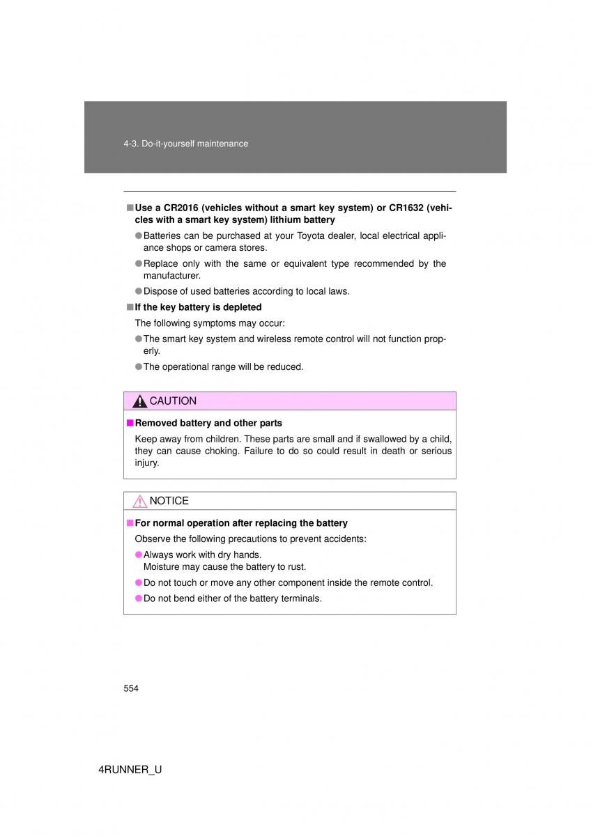 Toyota 4Runner 5 V N280 owners manual / page 520