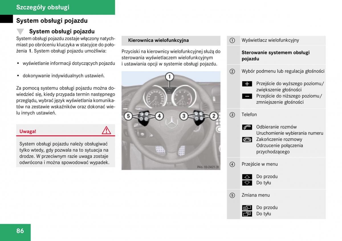 Mercedes Benz SLK R171 instrukcja obslugi / page 87