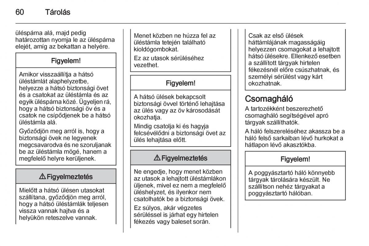 Chevrolet Spark M300 Kezelesi utmutato / page 62