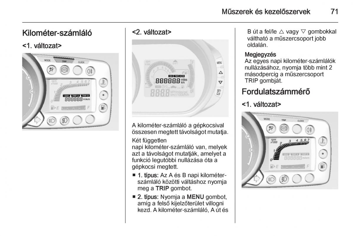 Chevrolet Spark M300 Kezelesi utmutato / page 73