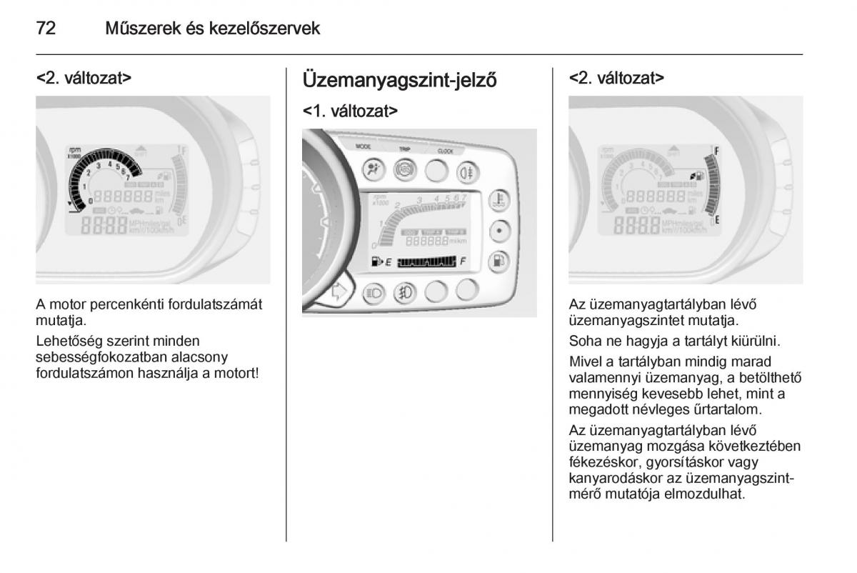 Chevrolet Spark M300 Kezelesi utmutato / page 74