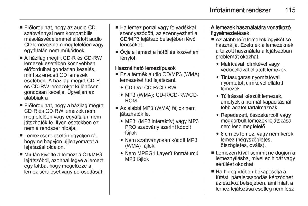 Chevrolet Spark M300 Kezelesi utmutato / page 117