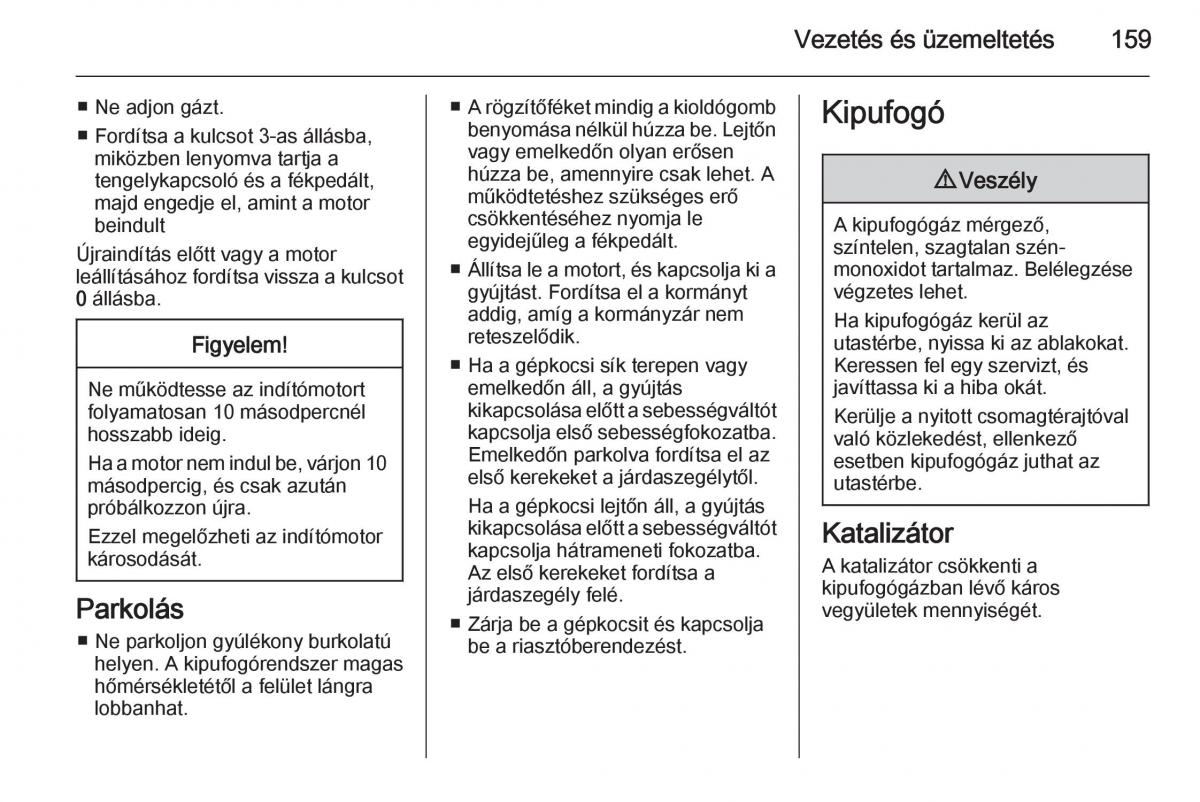 Chevrolet Spark M300 Kezelesi utmutato / page 161