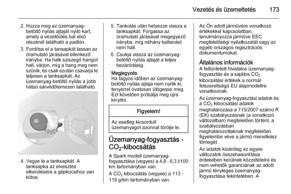 Chevrolet Spark M300 Kezelesi utmutato / page 175