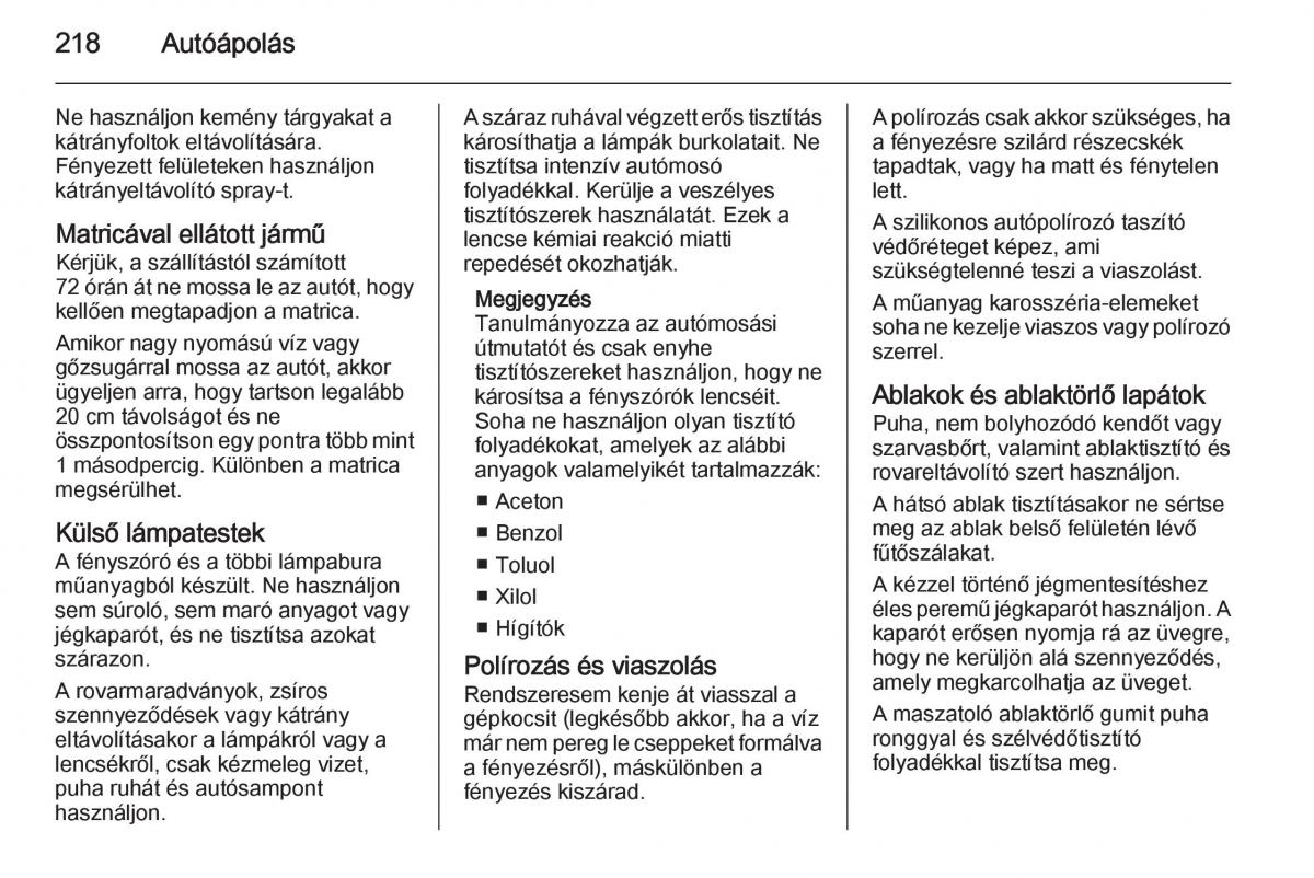 Chevrolet Spark M300 Kezelesi utmutato / page 220