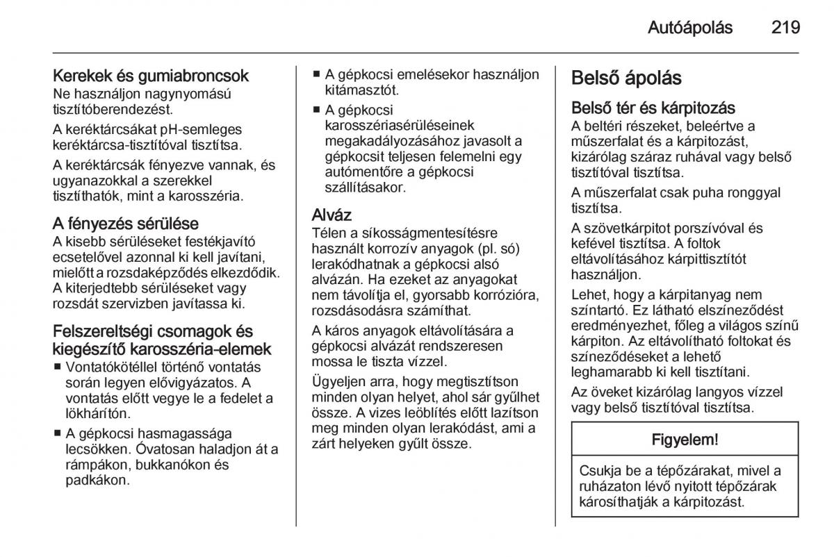 Chevrolet Spark M300 Kezelesi utmutato / page 221