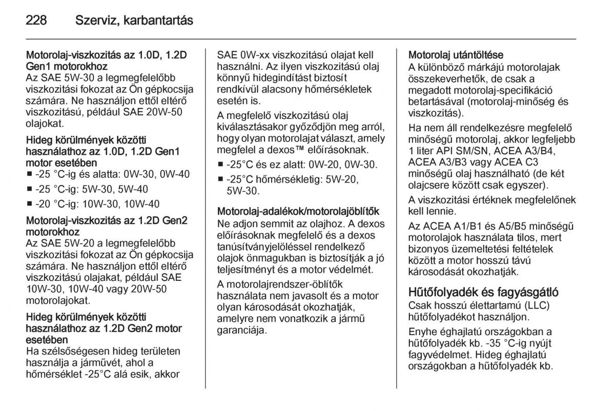 Chevrolet Spark M300 Kezelesi utmutato / page 230