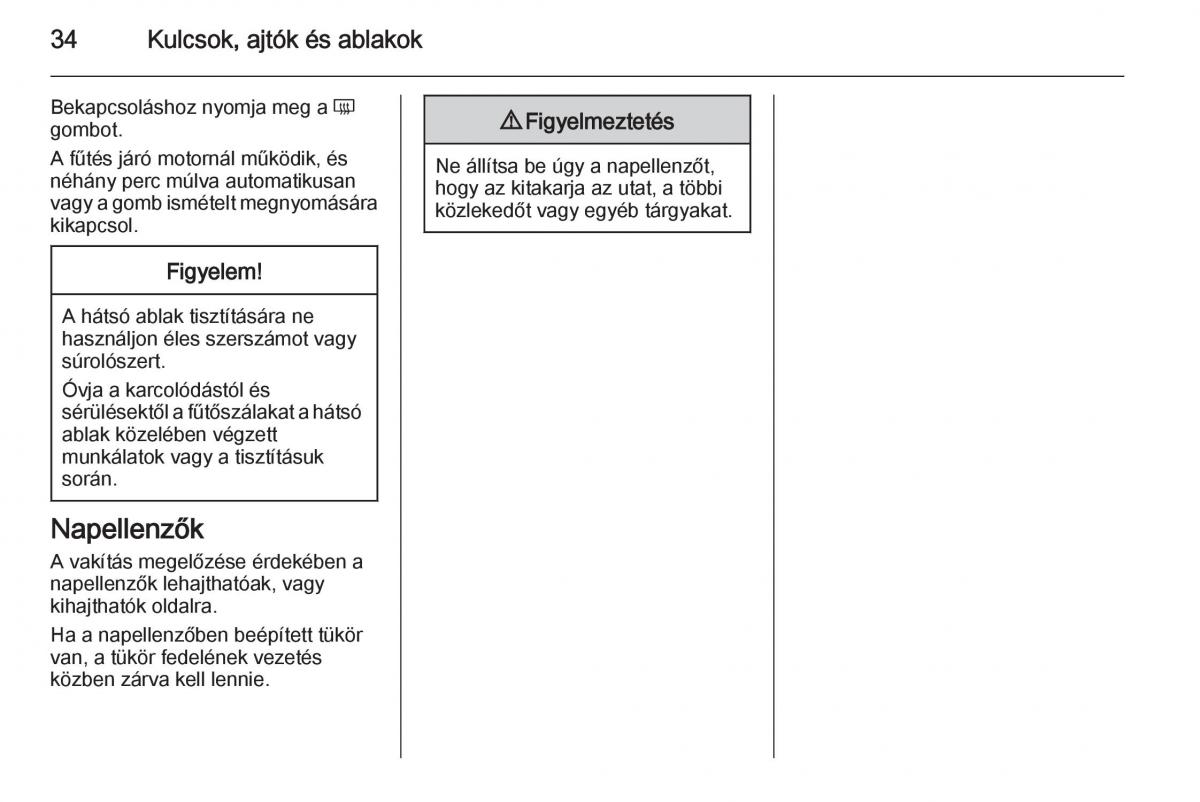 Chevrolet Spark M300 Kezelesi utmutato / page 36