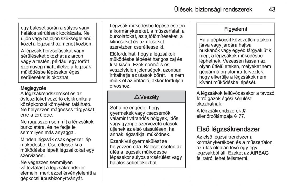 Chevrolet Spark M300 Kezelesi utmutato / page 45