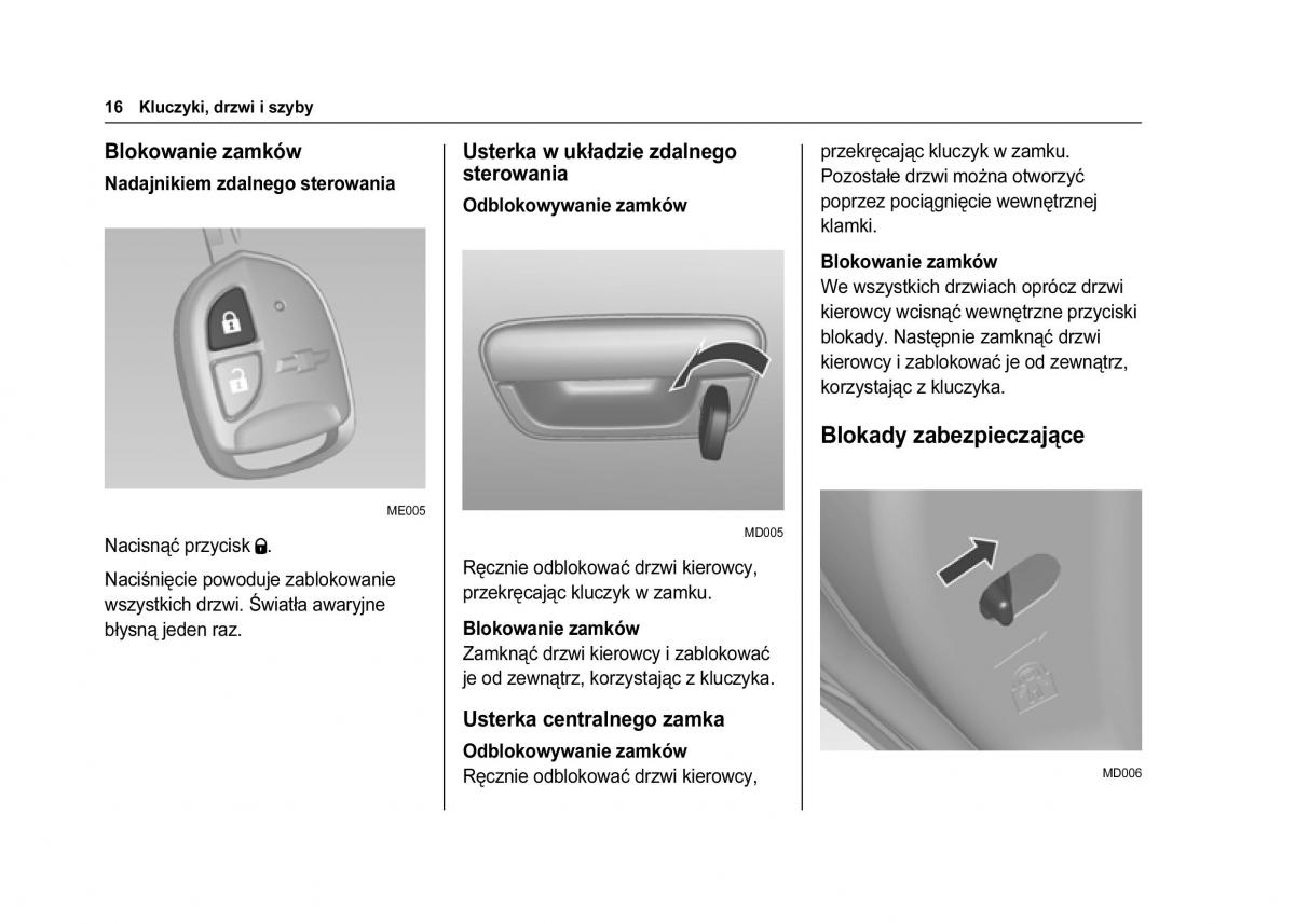 Chevrolet Spark M300 instrukcja obslugi / page 18