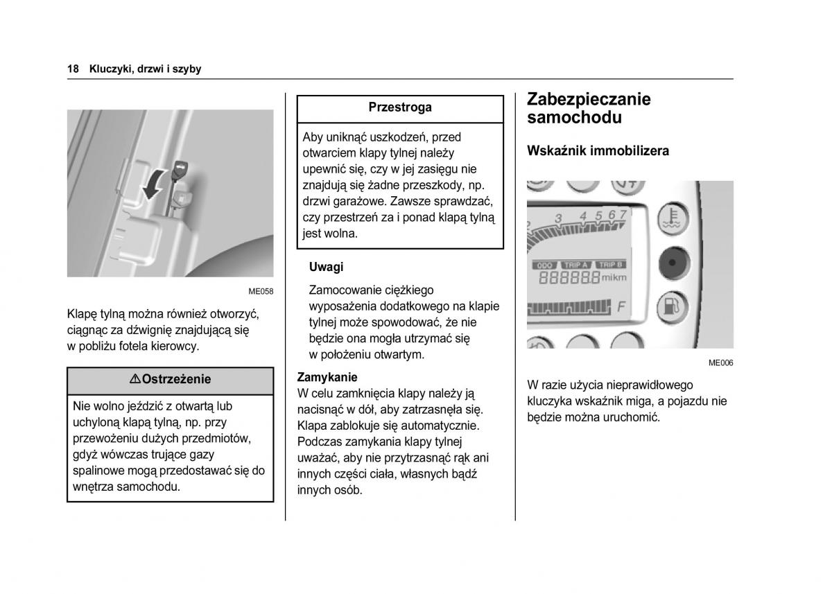 Chevrolet Spark M300 instrukcja obslugi / page 20