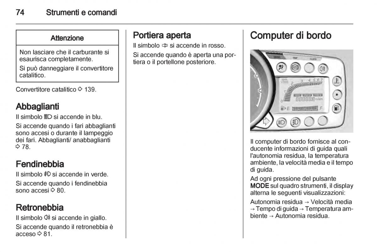 Chevrolet Spark M300 manuale del proprietario / page 74