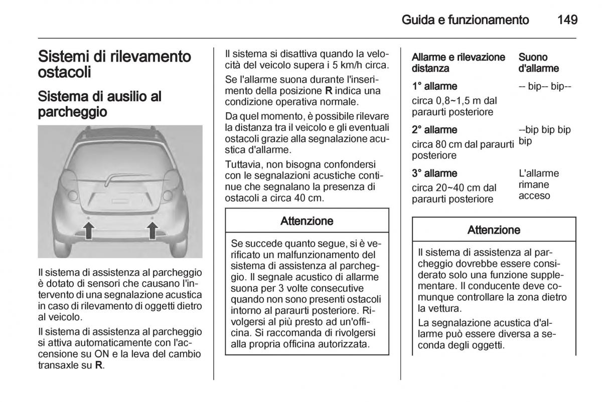 Chevrolet Spark M300 manuale del proprietario / page 149