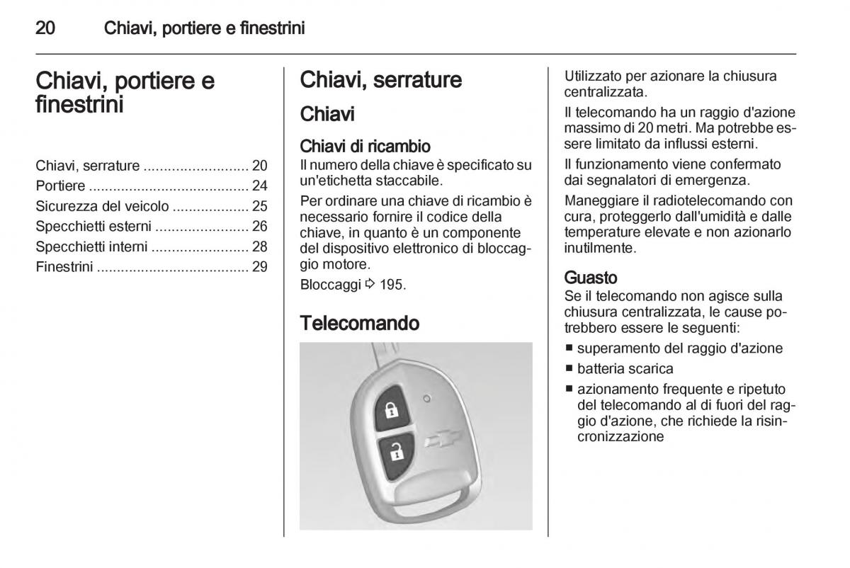 Chevrolet Spark M300 manuale del proprietario / page 20