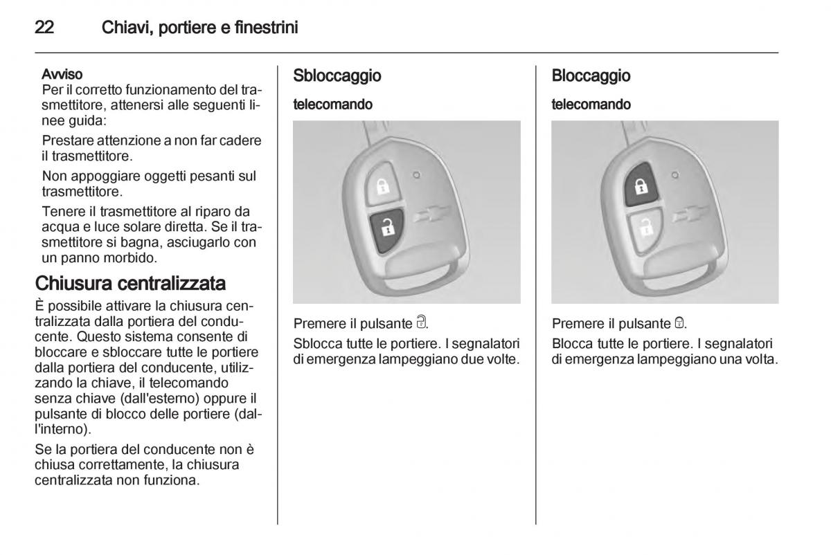 Chevrolet Spark M300 manuale del proprietario / page 22