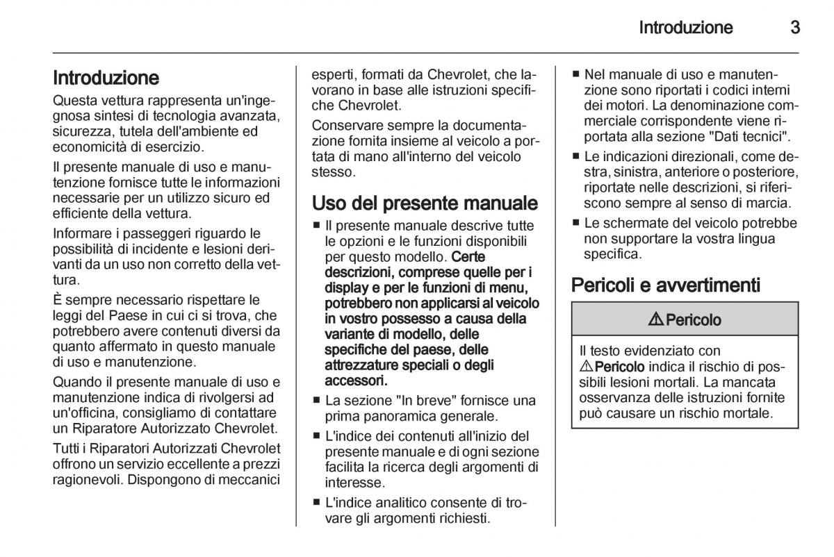 Chevrolet Spark M300 manuale del proprietario / page 3