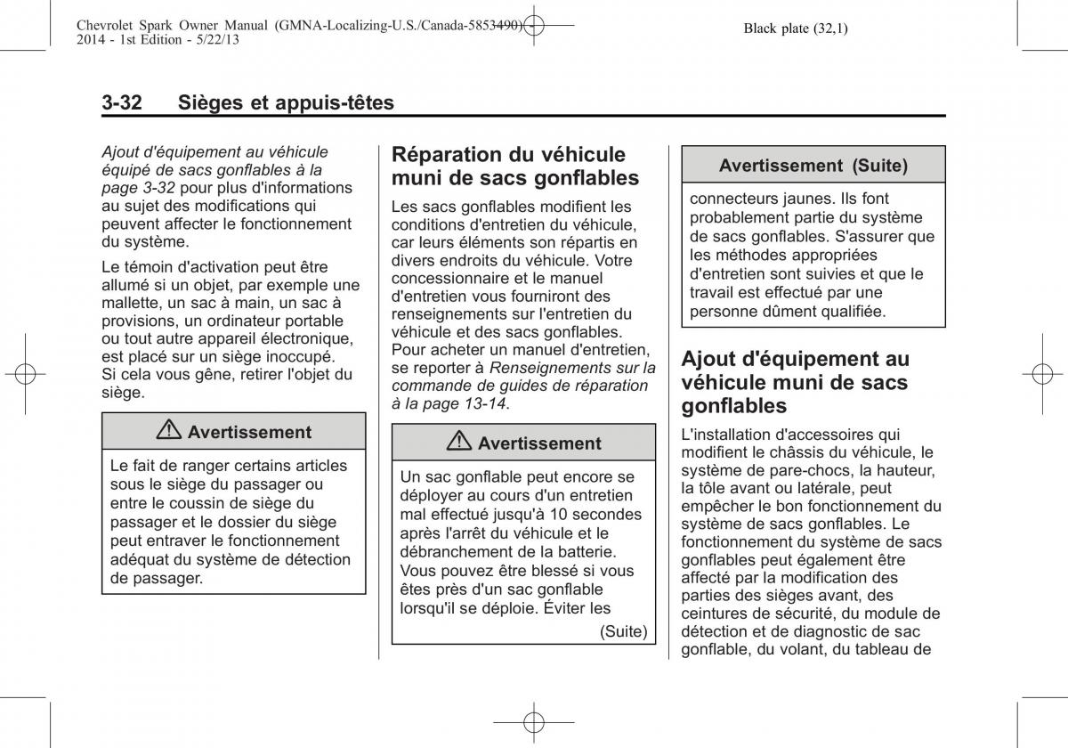 Chevrolet Spark M300 manuel du proprietaire / page 72