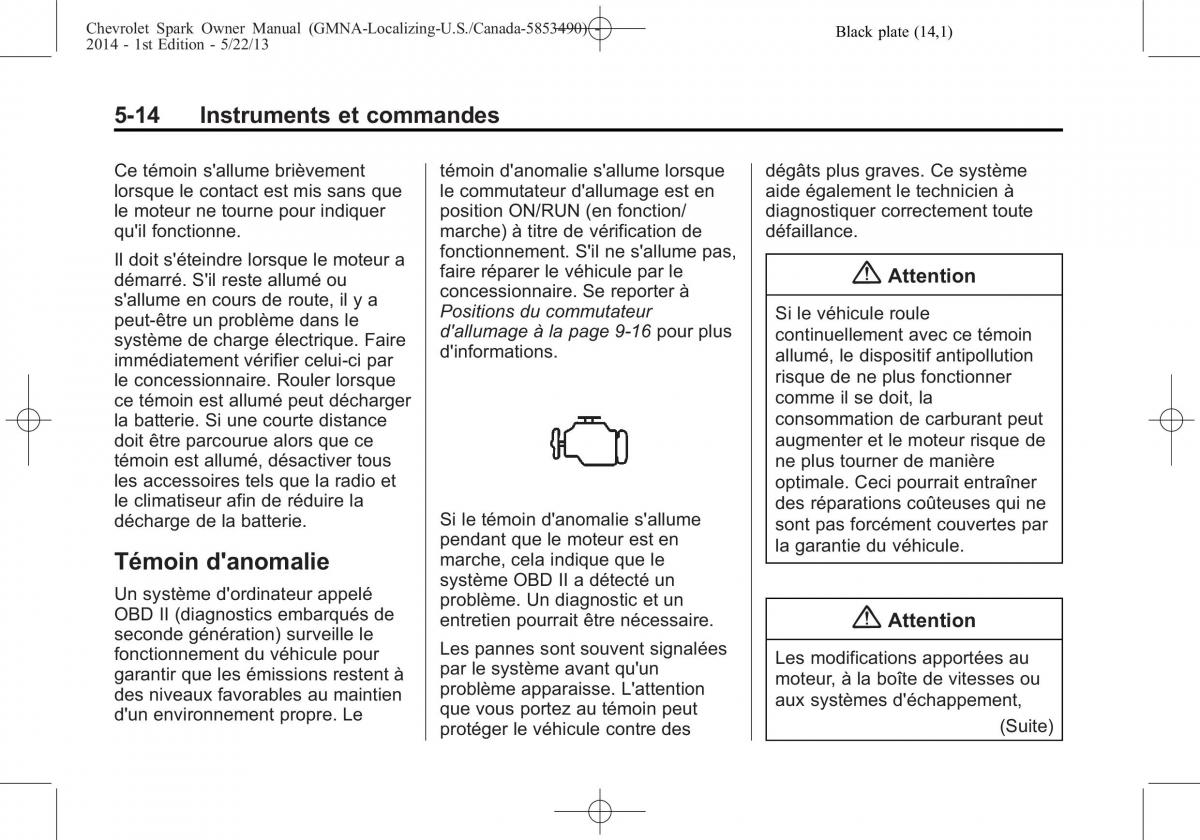 Chevrolet Spark M300 manuel du proprietaire / page 114