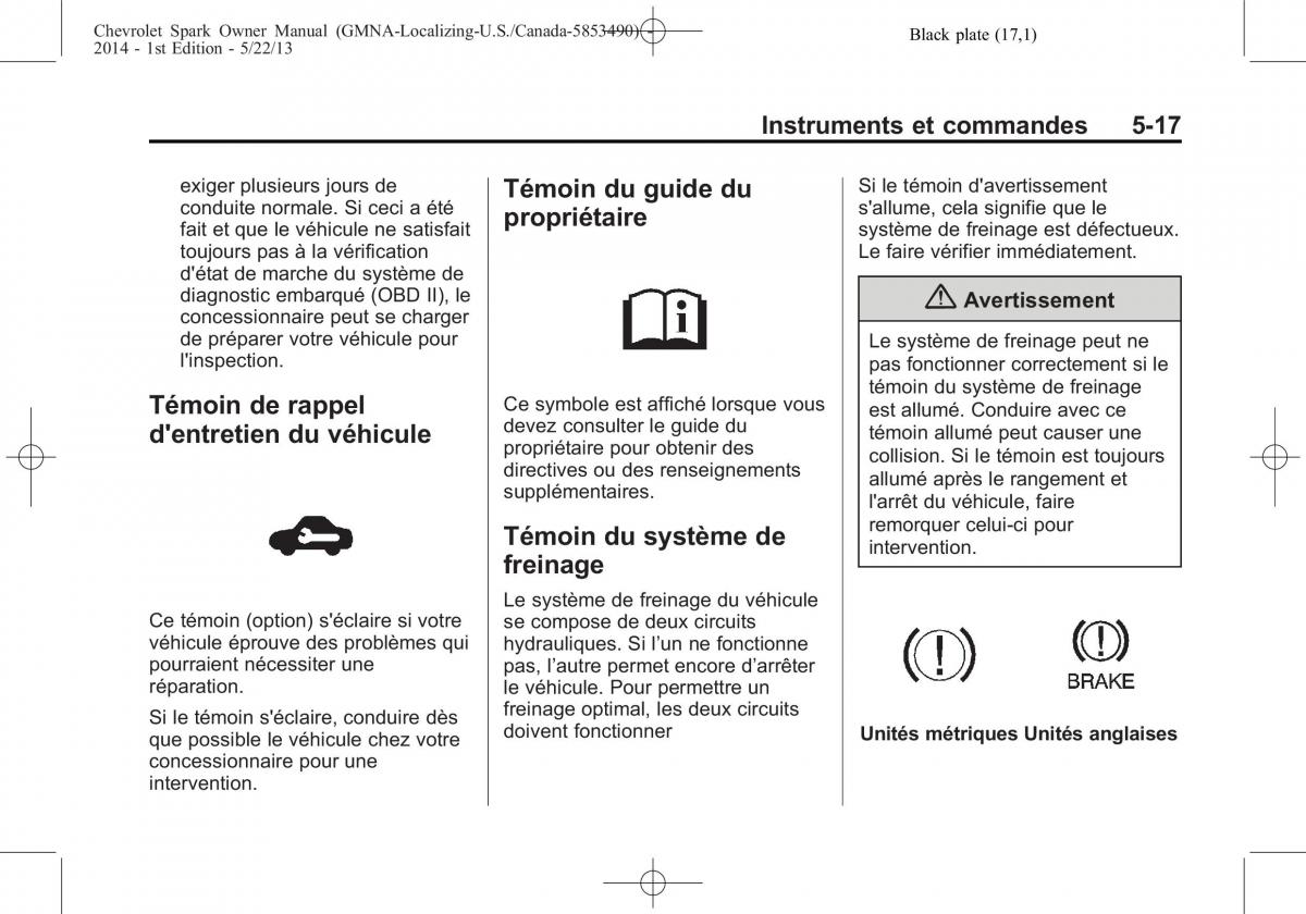 Chevrolet Spark M300 manuel du proprietaire / page 117