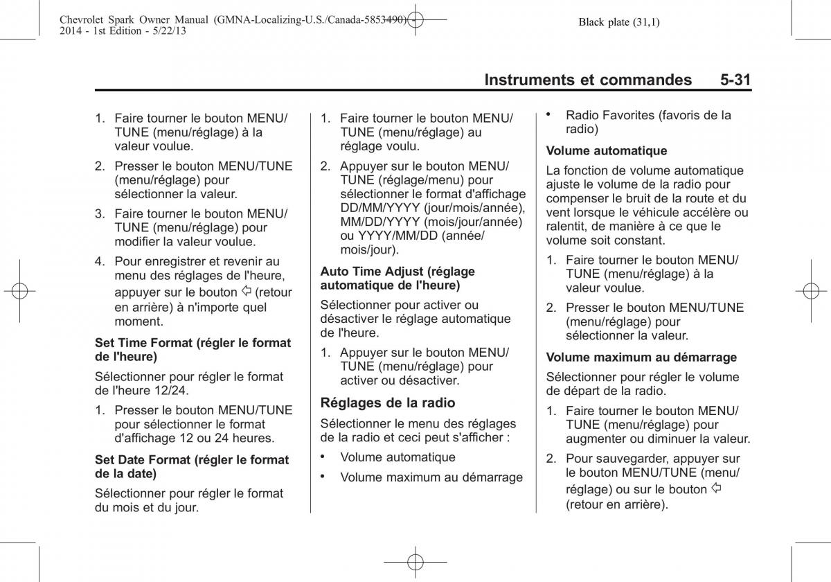 Chevrolet Spark M300 manuel du proprietaire / page 131