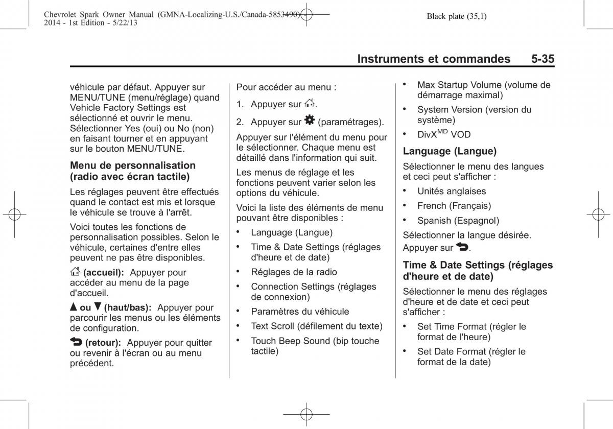 Chevrolet Spark M300 manuel du proprietaire / page 135