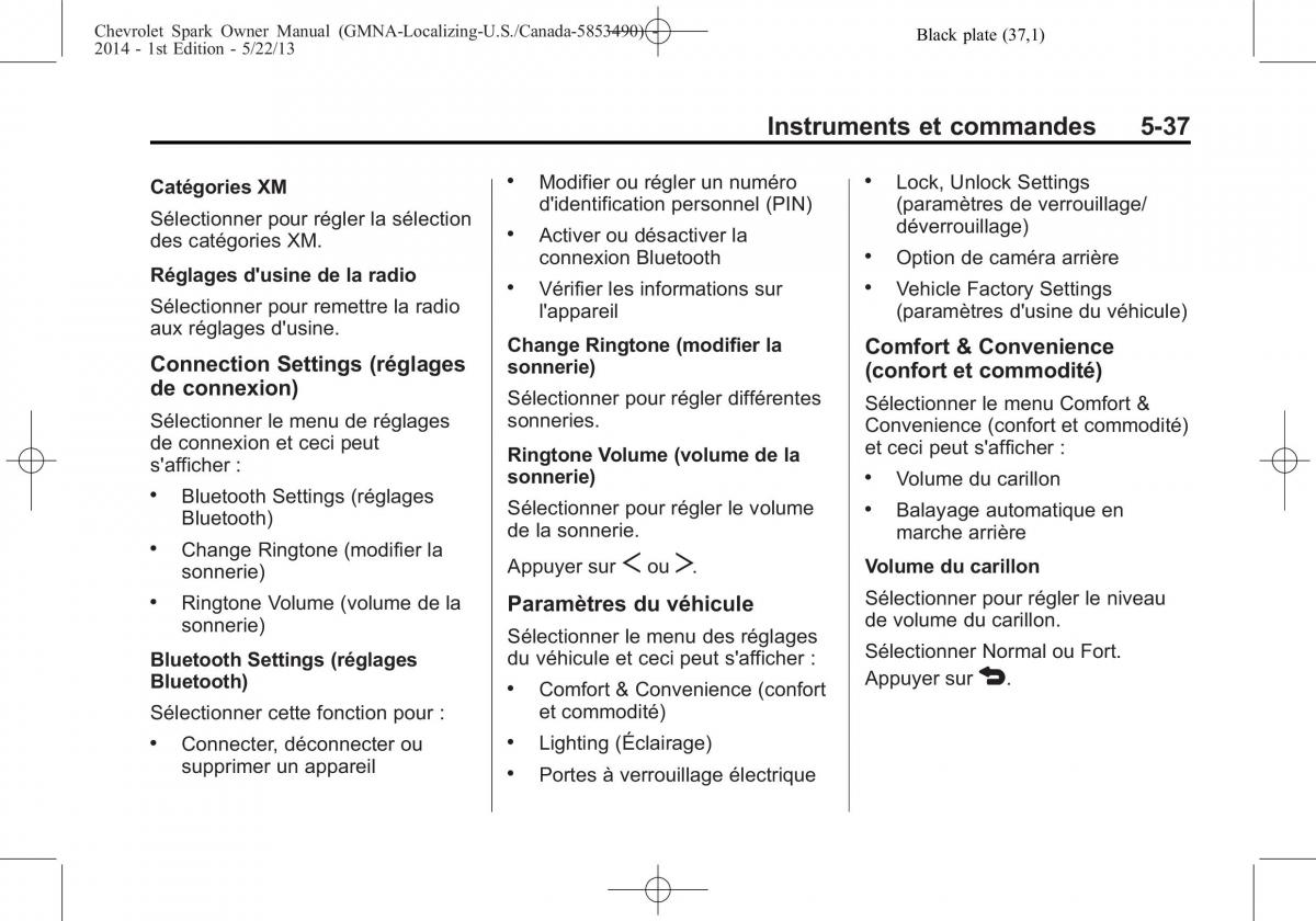 Chevrolet Spark M300 manuel du proprietaire / page 137