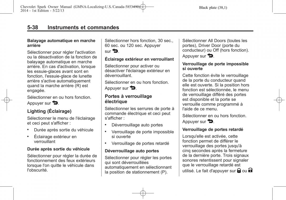 Chevrolet Spark M300 manuel du proprietaire / page 138