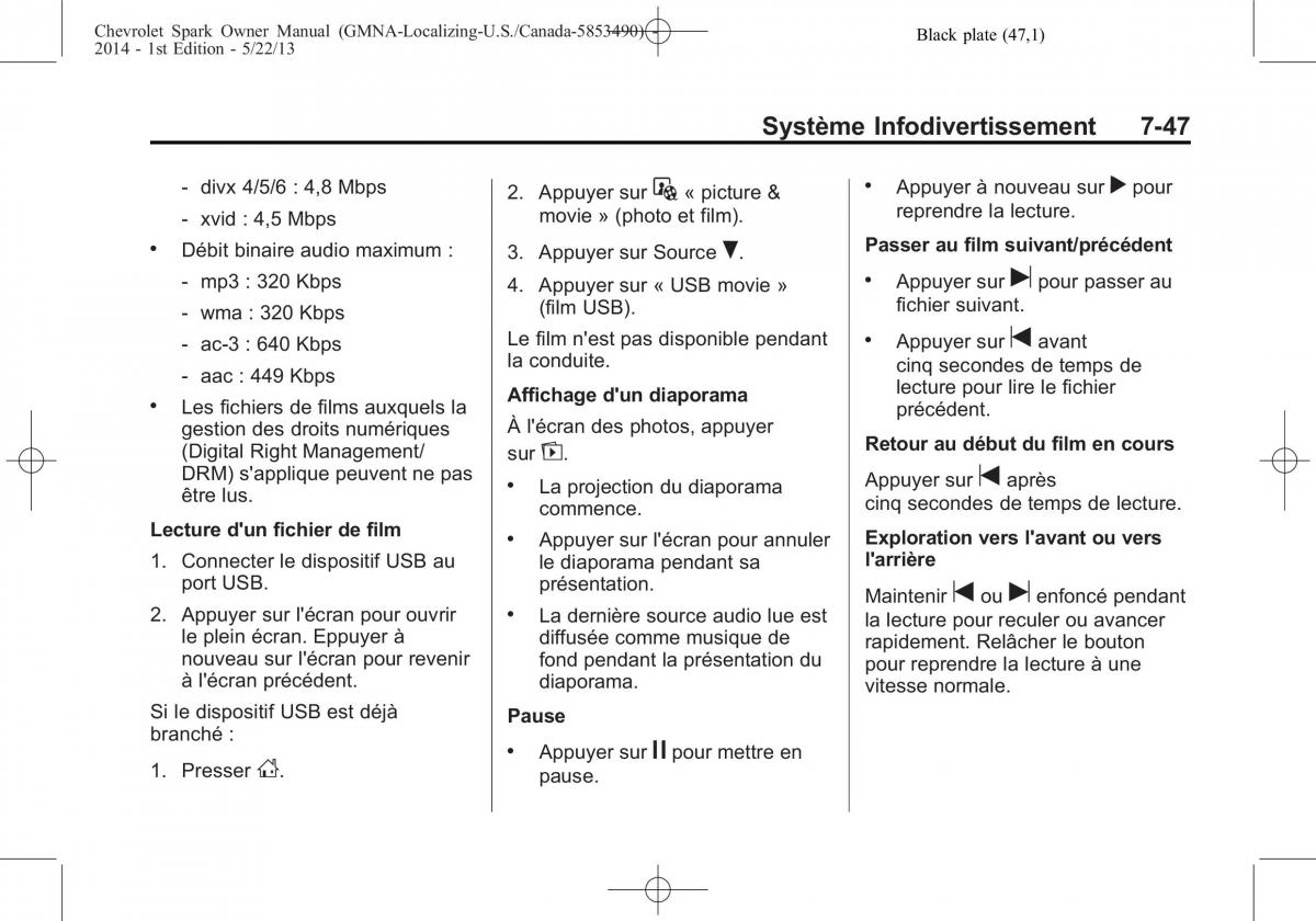 Chevrolet Spark M300 manuel du proprietaire / page 197