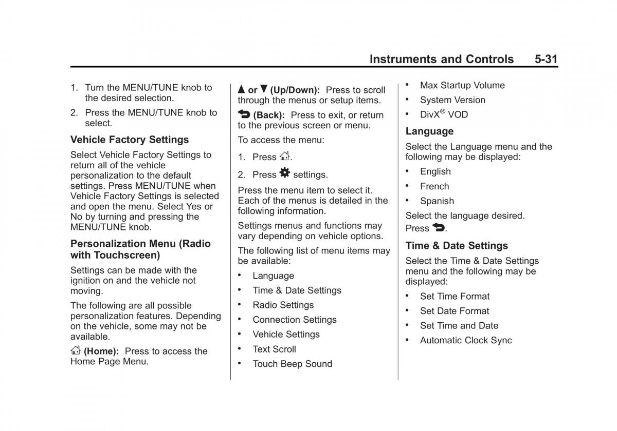 Chevrolet Spark M300 owners manual / page 125