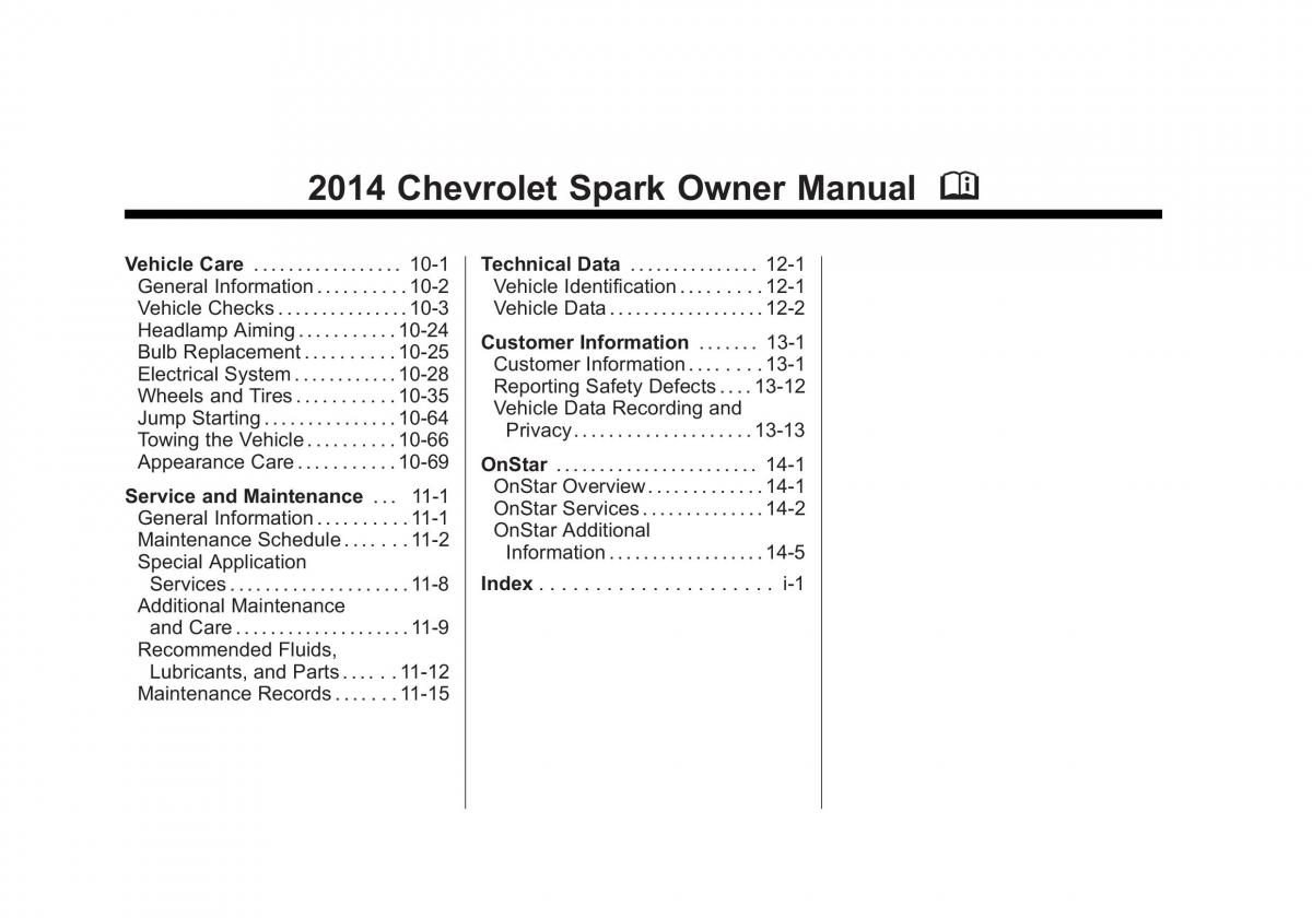 Chevrolet Spark M300 owners manual / page 2