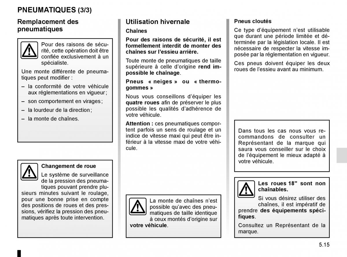 Renault Scenic III 3 manuel du proprietaire / page 215