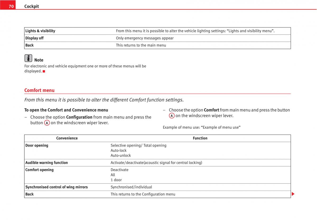 manual  Seat Altea owners manual / page 72