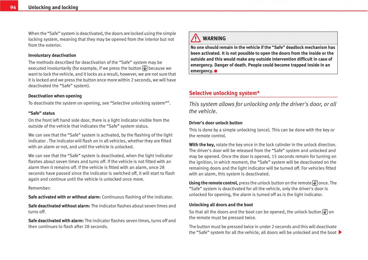 manual  Seat Altea owners manual / page 96