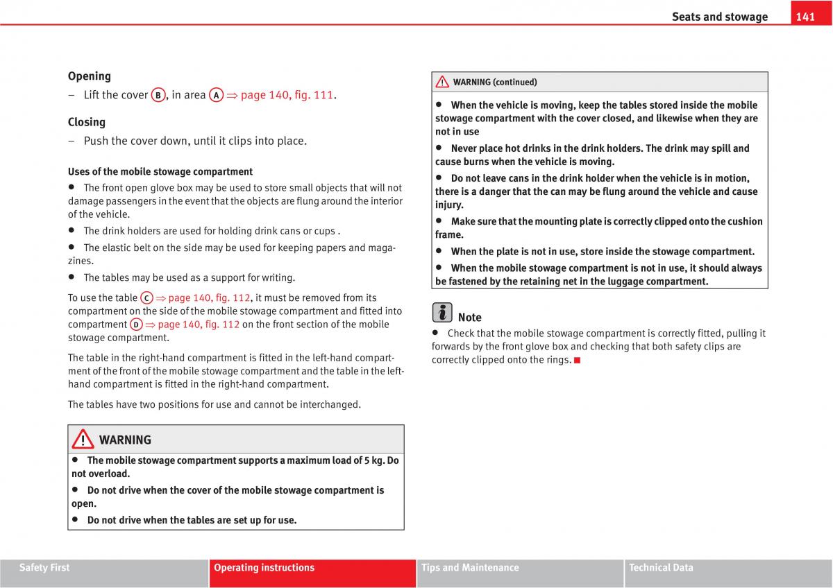 manual  Seat Altea owners manual / page 143