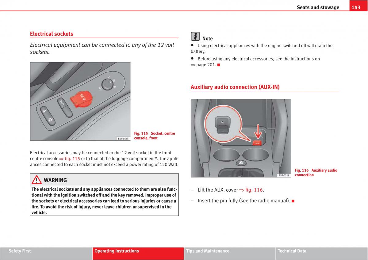 manual  Seat Altea owners manual / page 145