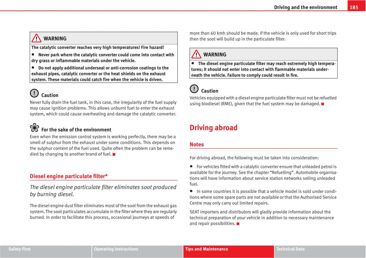 manual  Seat Altea owners manual / page 187