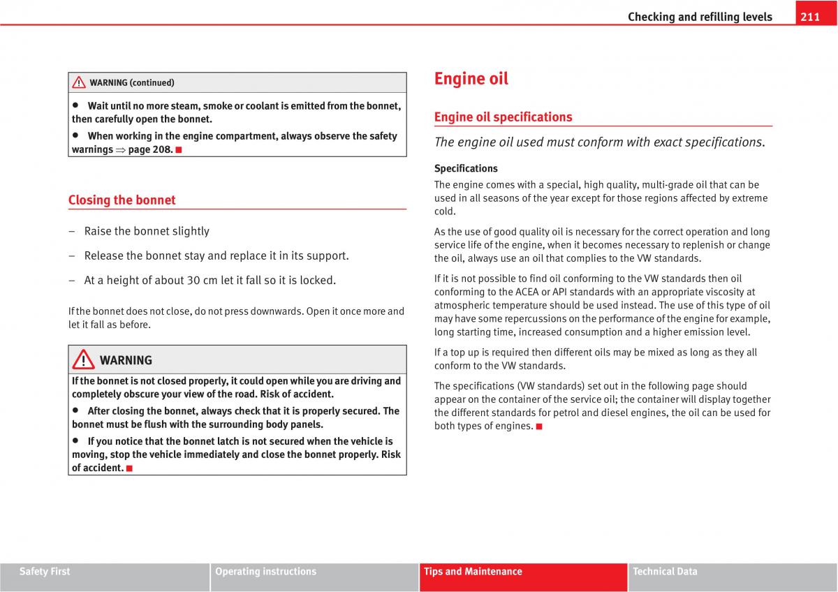 manual  Seat Altea owners manual / page 213