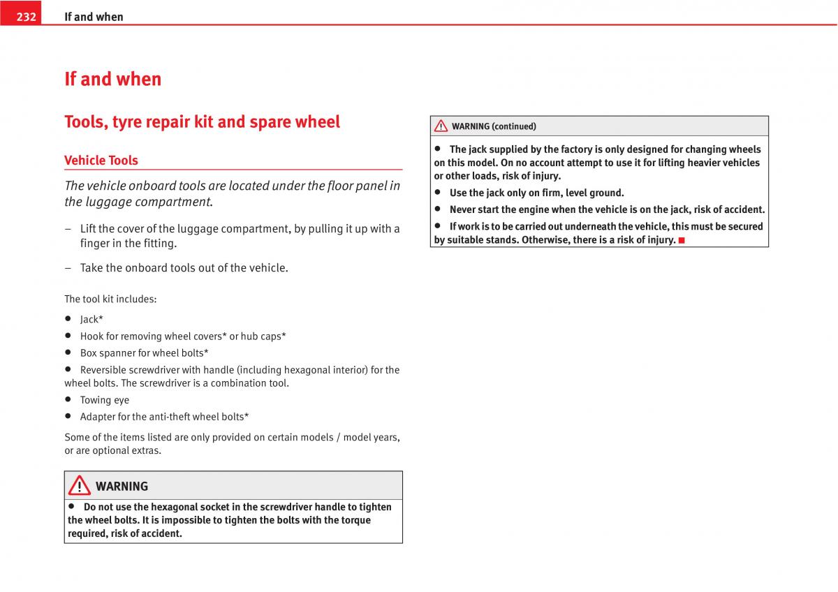 manual  Seat Altea owners manual / page 234