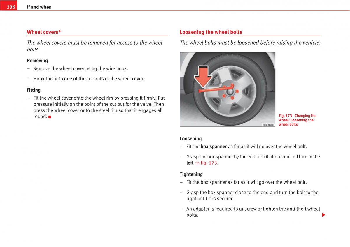 manual  Seat Altea owners manual / page 238