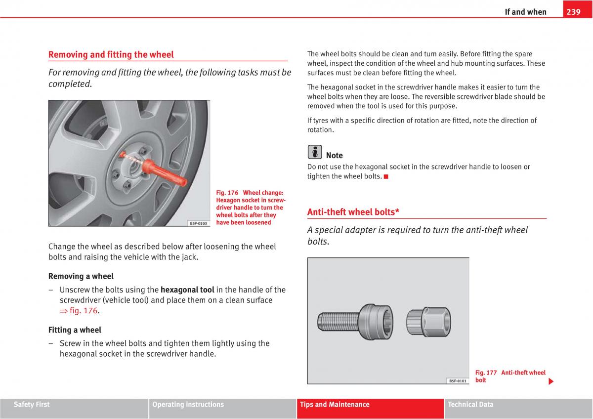 manual  Seat Altea owners manual / page 241