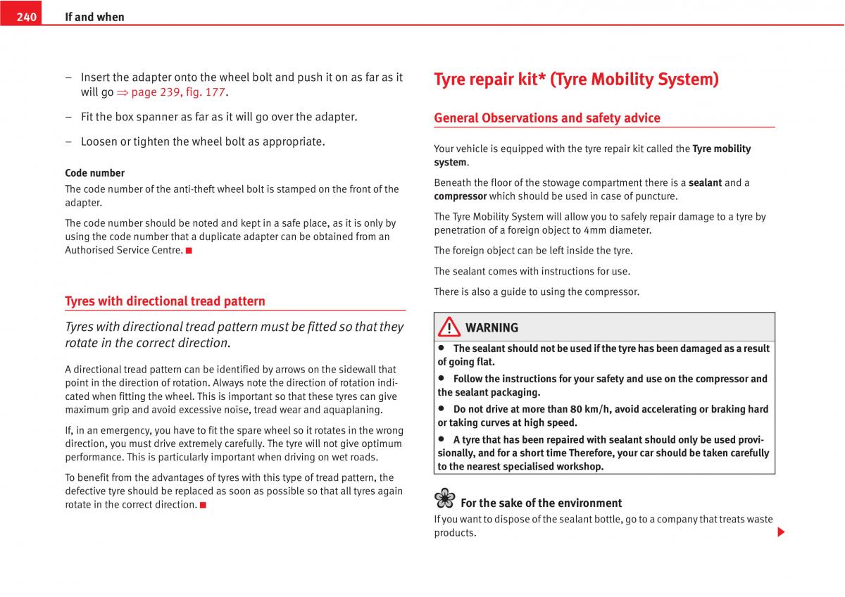 manual  Seat Altea owners manual / page 242