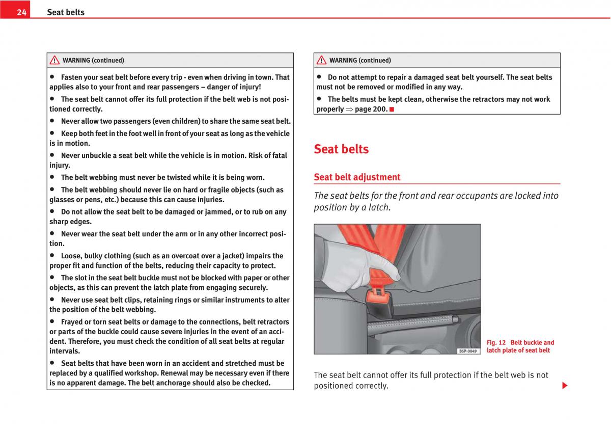 Seat Altea owners manual / page 26